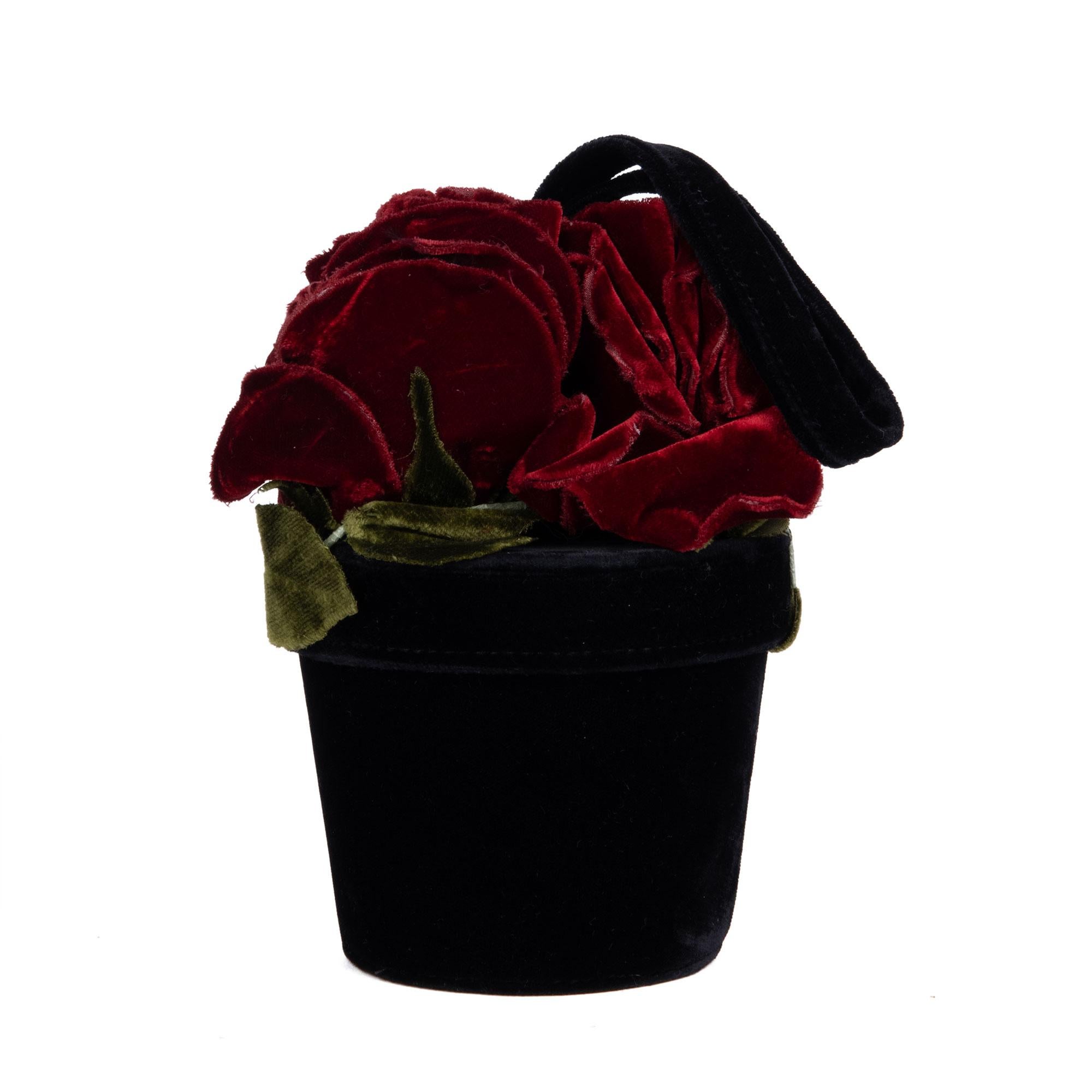 Women's Lulu Guinness Black, Red & Green Velvet Vintage Florist Pot Bag