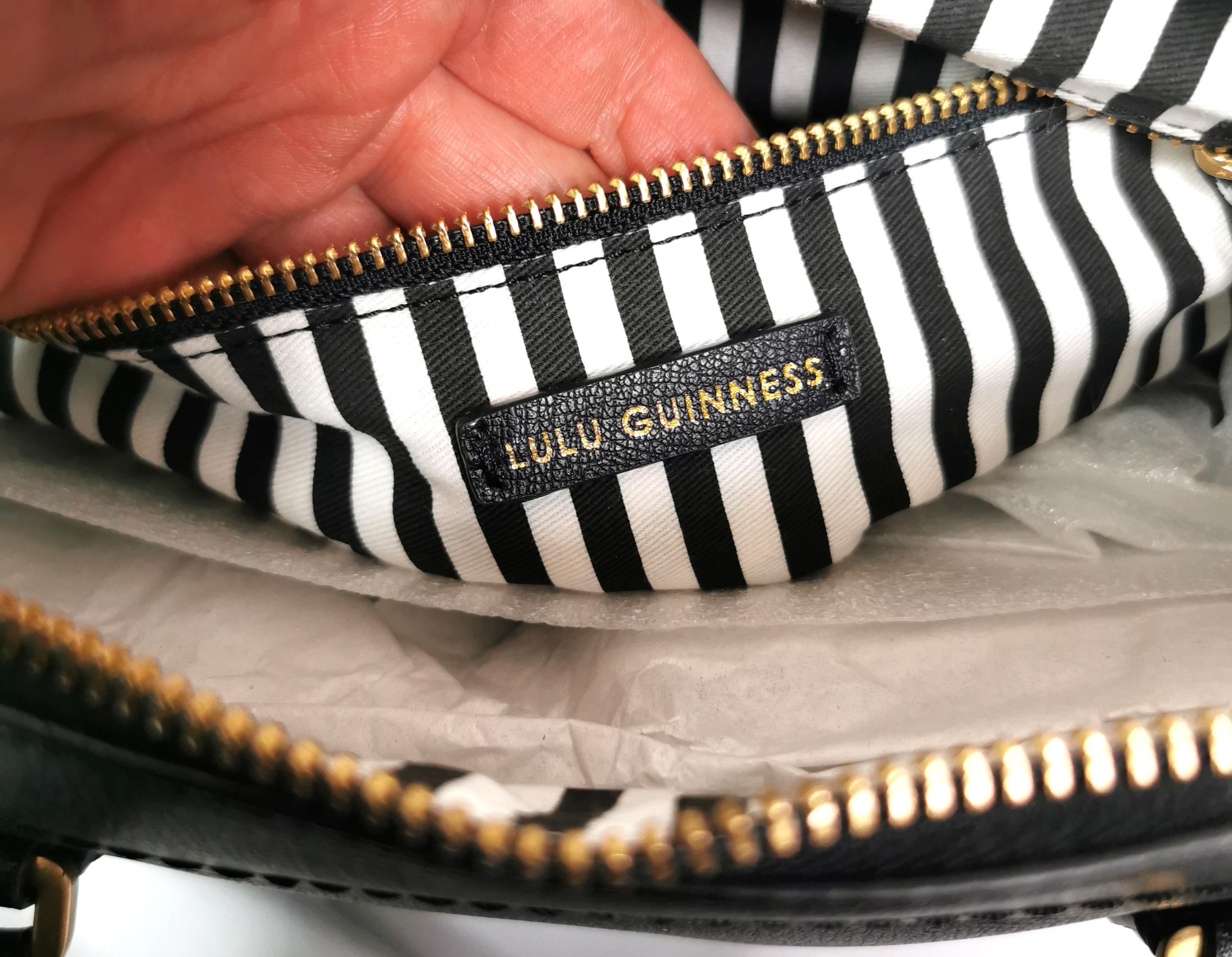 Lulu Guinness boxy A frame Dylan Handbag, Medium, Dark Navy leather  For Sale 6