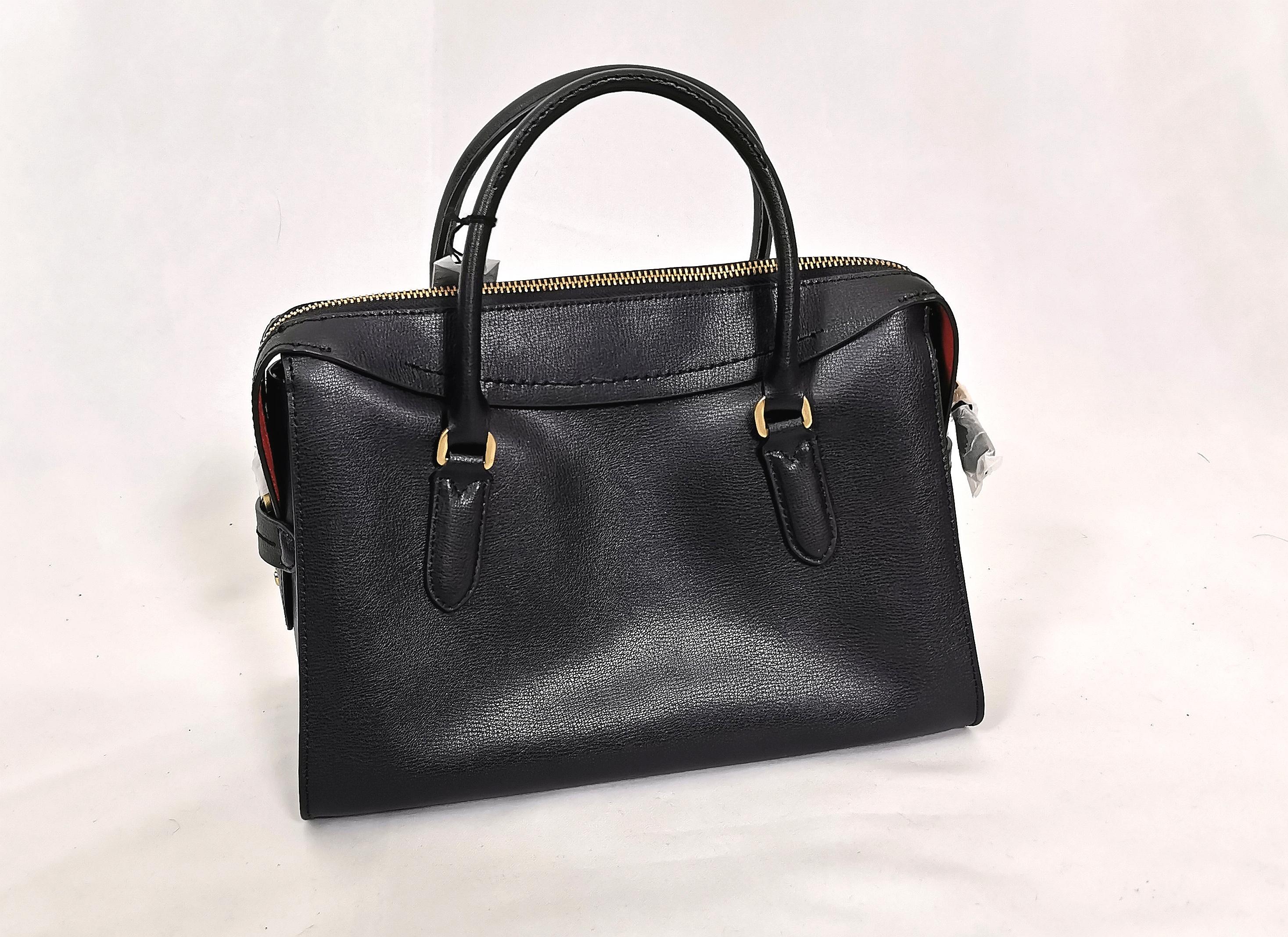 Lulu Guinness boxy A frame Dylan Handbag, Medium, Dark Navy leather  For Sale 1