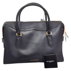 Lulu Guinness boxy A frame Dylan Handbag, Medium, Dark Navy leather