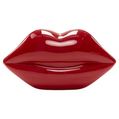 LULU GUINNESS Lips red glossy perspex signature evening clutch bag