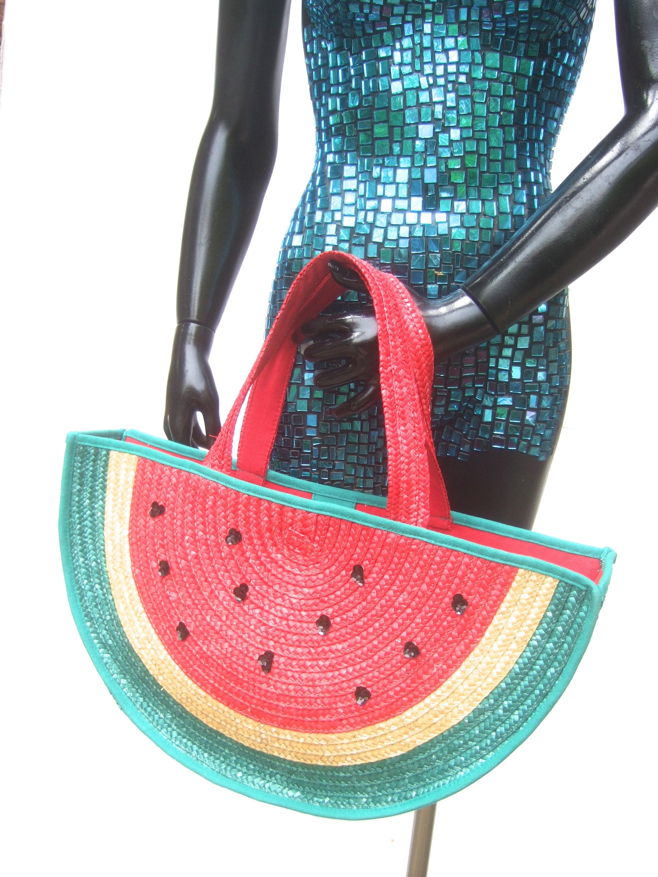Lulu Guinness London Whimsical Watermelon Tote Handbag c 1990s 2