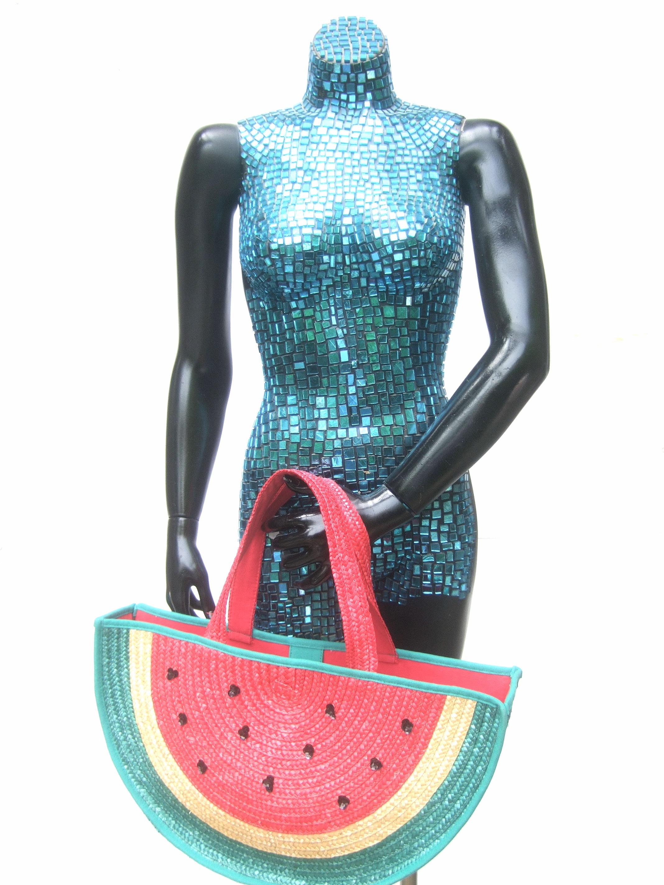 Lulu Guinness London Whimsical Watermelon Tote Handbag c 1990s 3