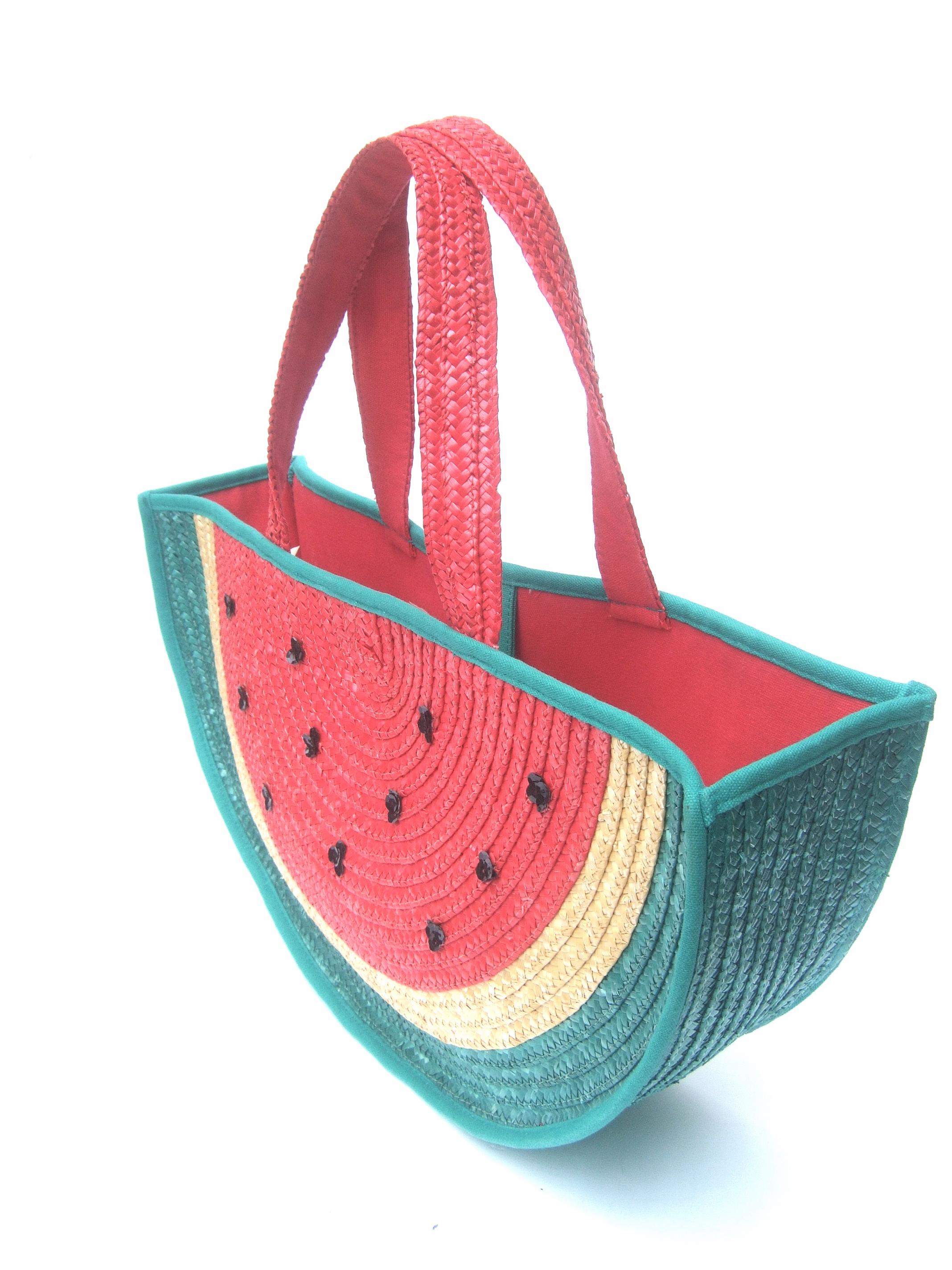 Lulu Guinness London Whimsical Watermelon Tote Handbag c 1990s In Good Condition In University City, MO
