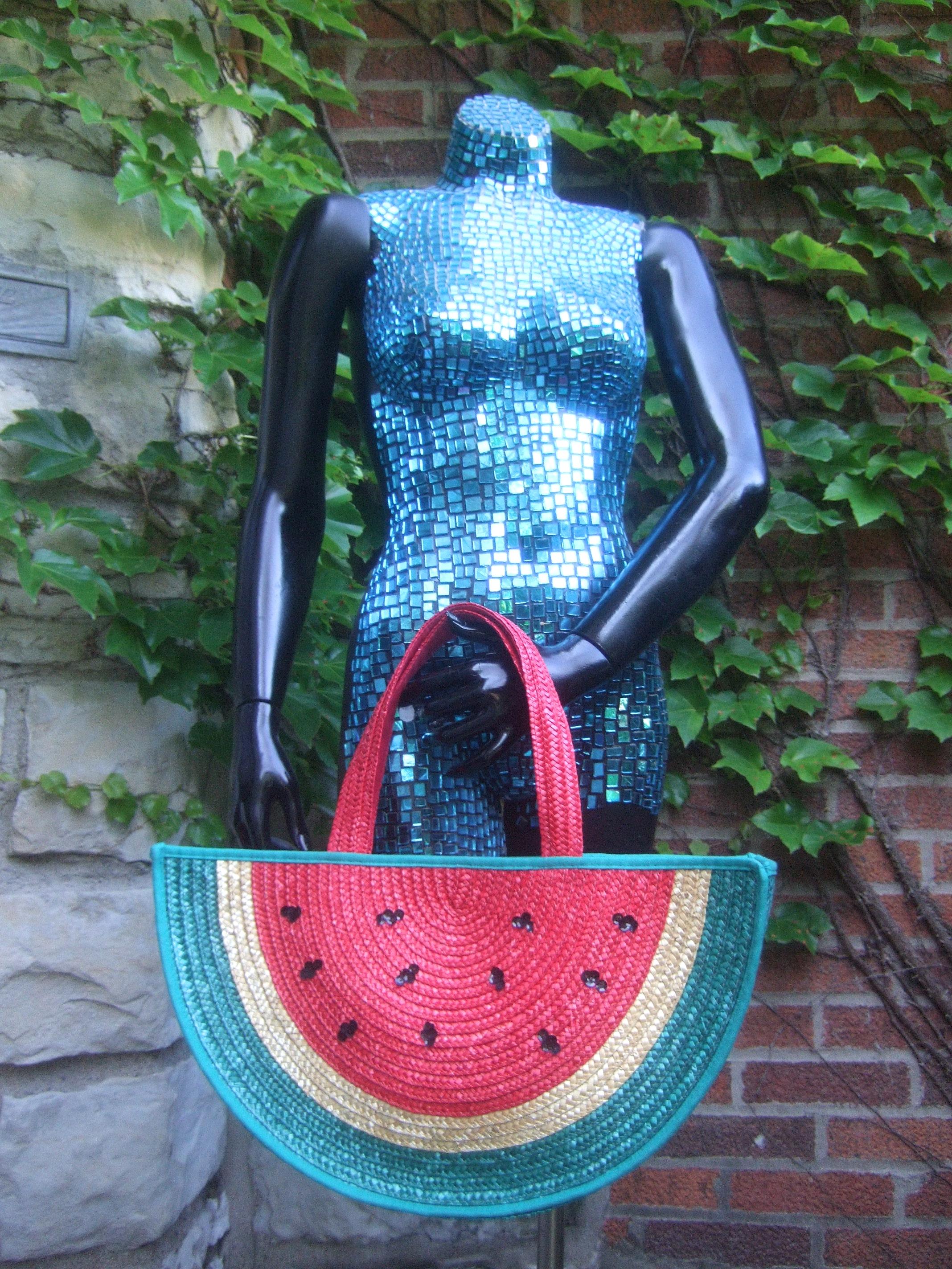 Women's Lulu Guinness London Whimsical Watermelon Tote Handbag c 1990s
