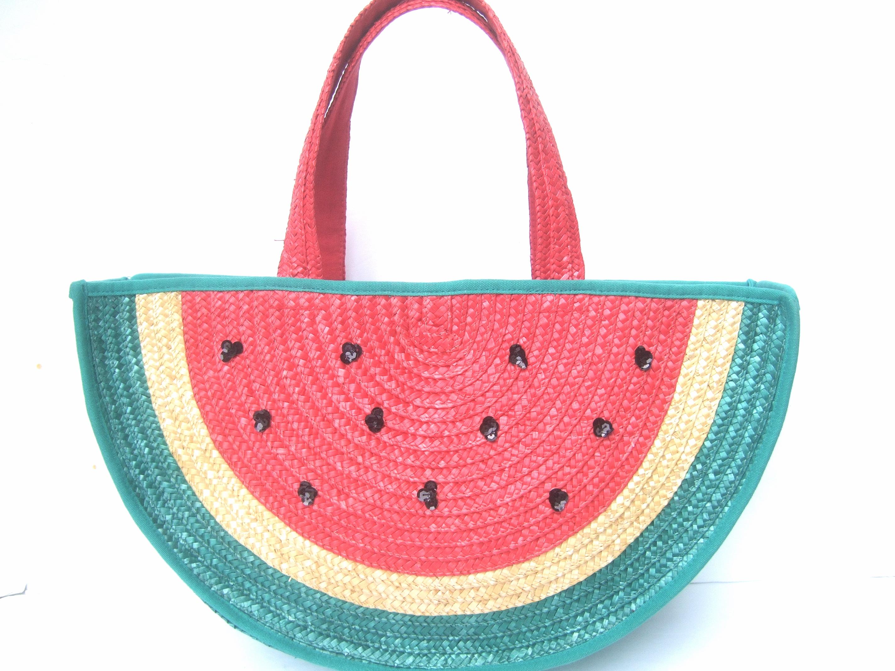 Lulu Guinness London Whimsical Watermelon Tote Handbag c 1990s 1