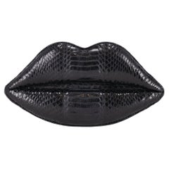 Lulu Guinness Padded Lip Snake Skin Clutch Bag