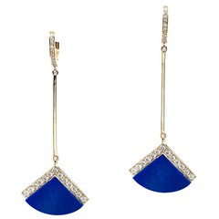 Lulù Torta 18 Karat Yellow Gold Earrings with Lapis Lazuli and Diamonds Lulù Torta 18 Karat Yellow Gold Earrings with Lapis Lazuli and Diamonds