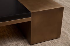 LUMA Design Workshop Block Coffee Table in Dark Resin and Textured Bronze Metal