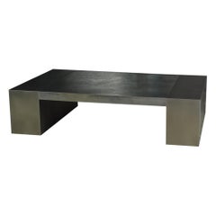 LUMA Design Workshop Block Coffee Table in Shale Textured Metal & Smooth Nickel