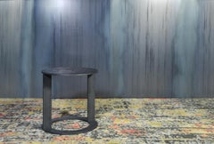 LUMA Design Workshop Block Occasional Table in Black Shale Metal Pitting Texture