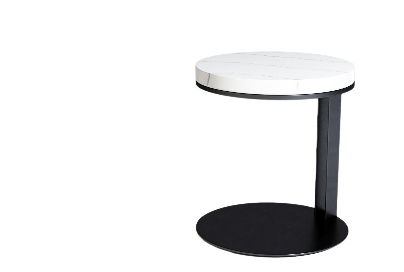 LUMA Design Workshop Float Occasional Table in Black Textured Metal & Cast Glass For Sale 1