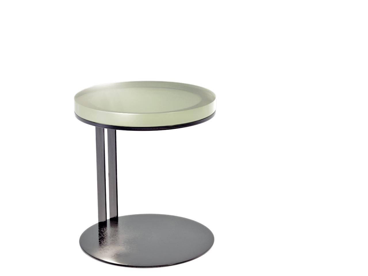 Contemporary LUMA Design Workshop Float Occasional Table in Black Textured Metal & Cast Glass For Sale