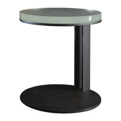 LUMA Design Workshop Float Occasional Table in Black Textured Metal & Cast Glass