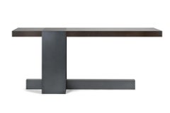 LUMA Design Workshop Open Float Console in Dark Wood and Blackened Metal
