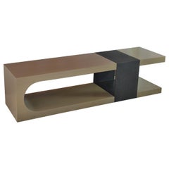 LUMA Design Workshop Silo Bench with Light Wood and Black Textured Metal