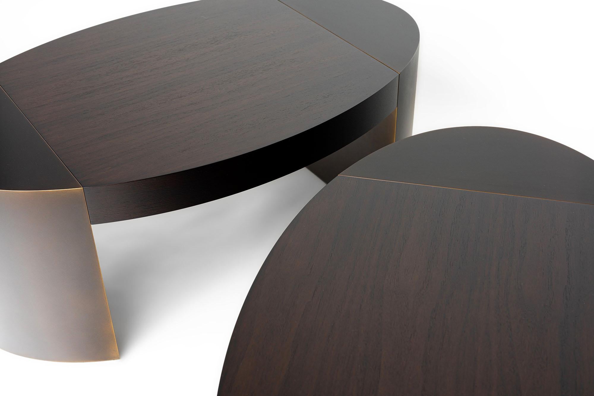 LUMA Design Workshop Silo Coffee Table with Dark Brown Wood & Dark Bronze Metal In New Condition For Sale In Seattle, WA