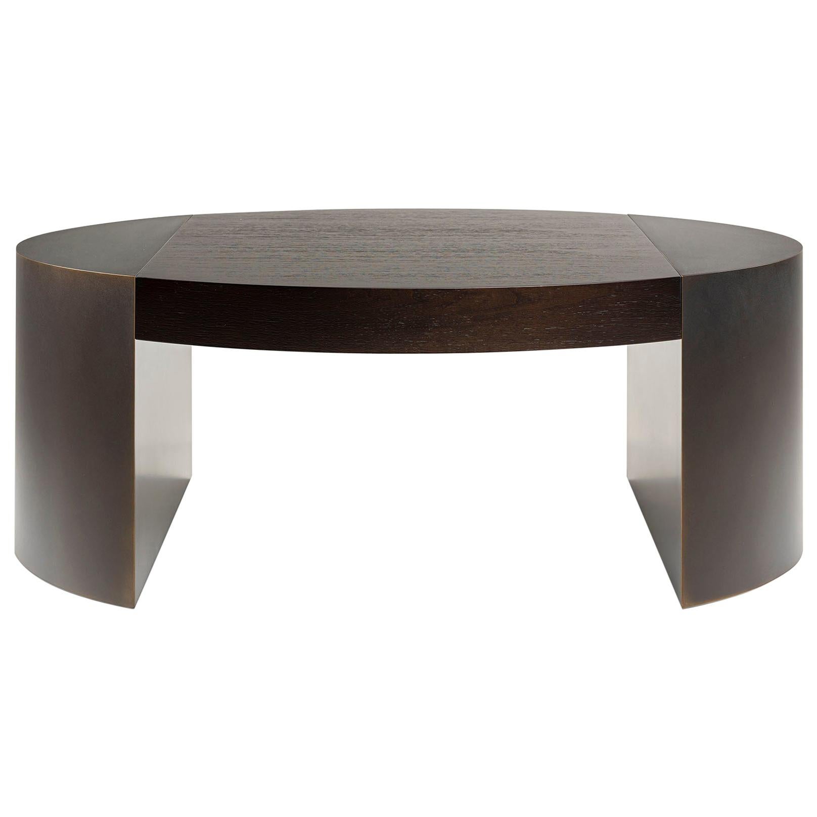 LUMA Design Workshop Silo Coffee Table with Dark Brown Wood & Dark Bronze Metal For Sale
