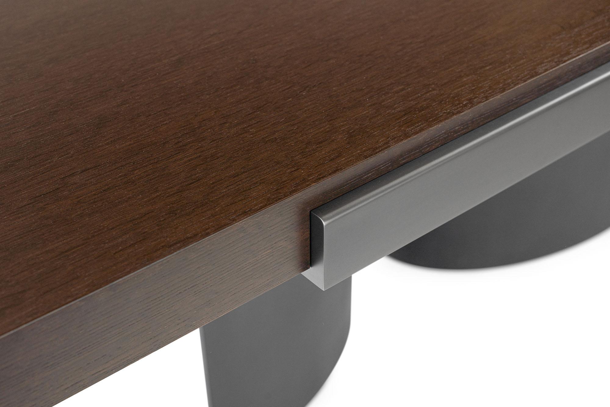 Luma Design Workshop Silo Grip Dining Table in Dark Wood and Dark Antique Metal For Sale 1