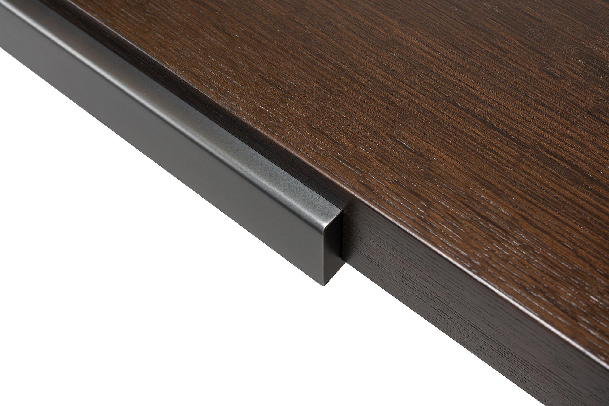 Metalwork Luma Design Workshop Silo Grip Dining Table in Dark Wood and Dark Antique Metal For Sale