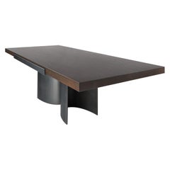 Luma Design Workshop Silo Grip Dining Table in Dark Wood and Dark Antique Metal