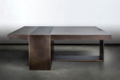 LUMA Design Workshop Strap Coffee Table in Dark Wood and Dark Bronze Metal