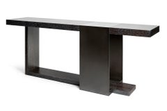 Luma Design Workshop Strap Console Table in Black Metal and Dark Cerused Wood