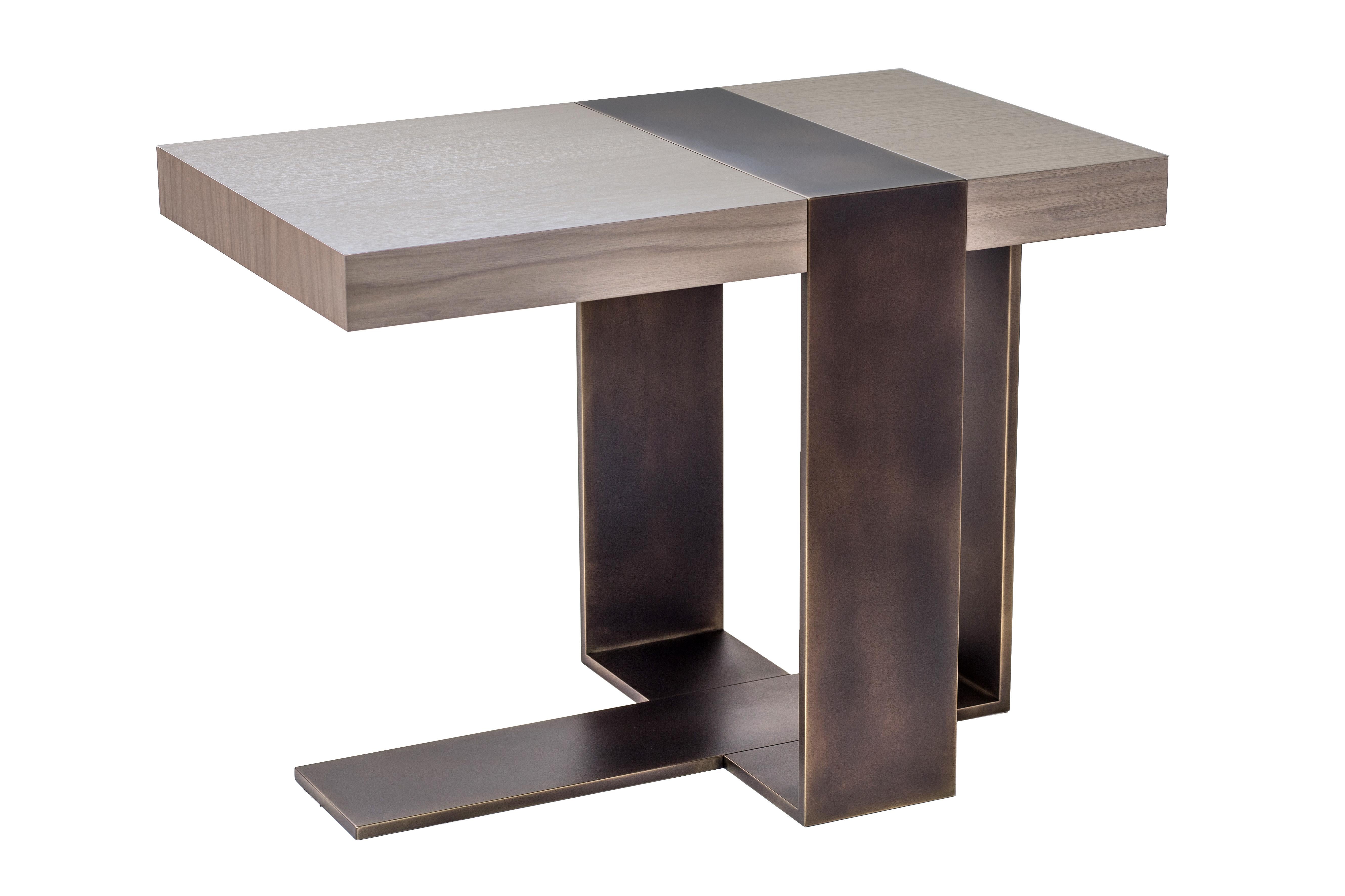 The LUMA Design Workshop strap occasional table is the result of thoughtful design and expert craftsmanship. A Stone Oak top is neatly supported by a dark bronze strap leg and base.

Like all LUMA Furniture, this piece is made to order, and can be