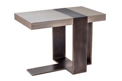 LUMA Design Workshop Strap Occasional Table in Light Gray Wood & Bronze Metal