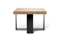 LUMA Design Workshop Strap Side Table in Light Natural Wood and Black Metal