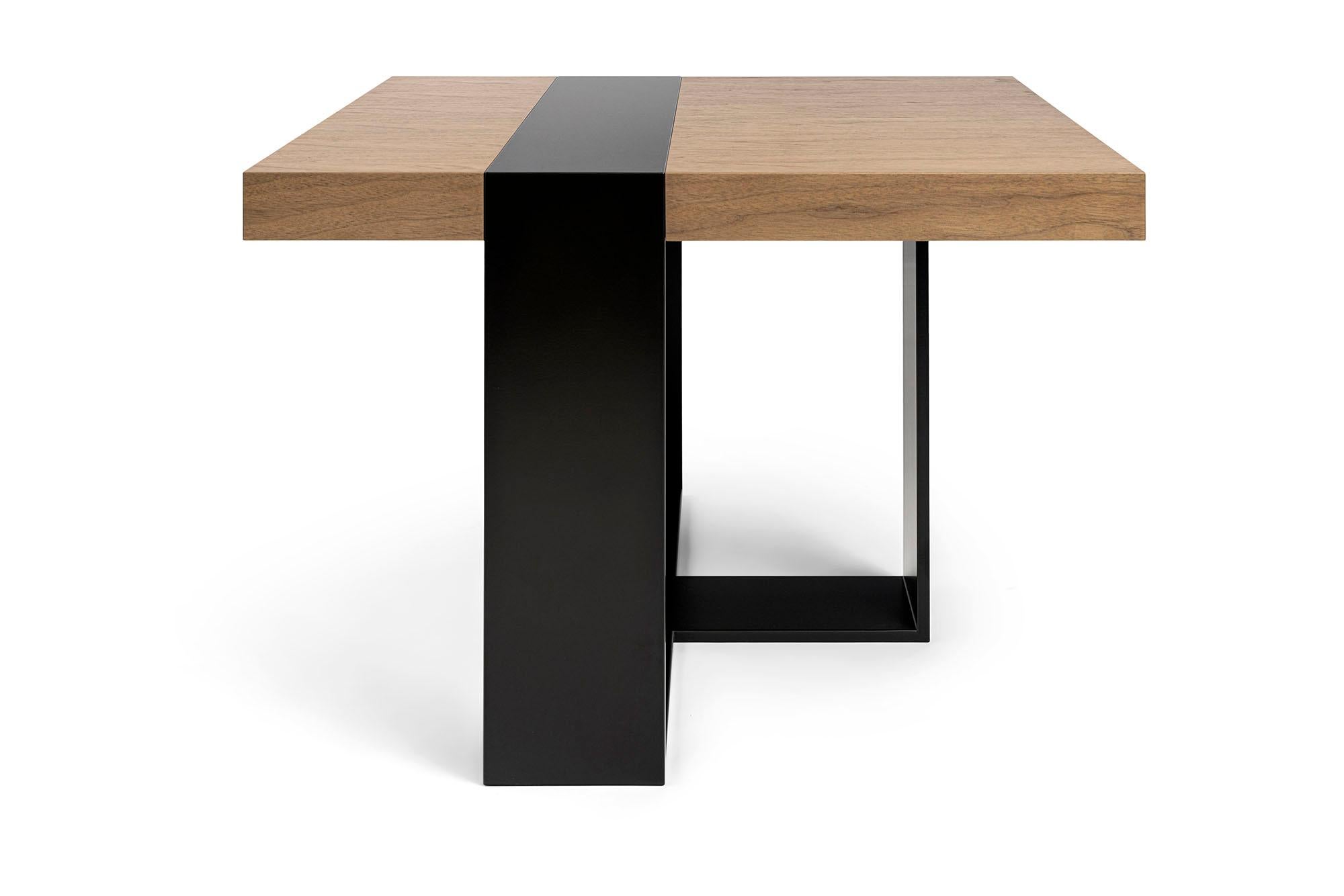 Modern LUMA Design Workshop Strap Side Table in Light Natural Wood and Black Metal For Sale