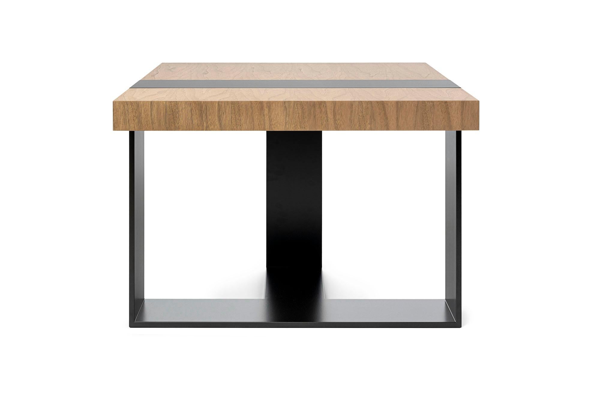 American LUMA Design Workshop Strap Side Table in Light Natural Wood and Black Metal For Sale
