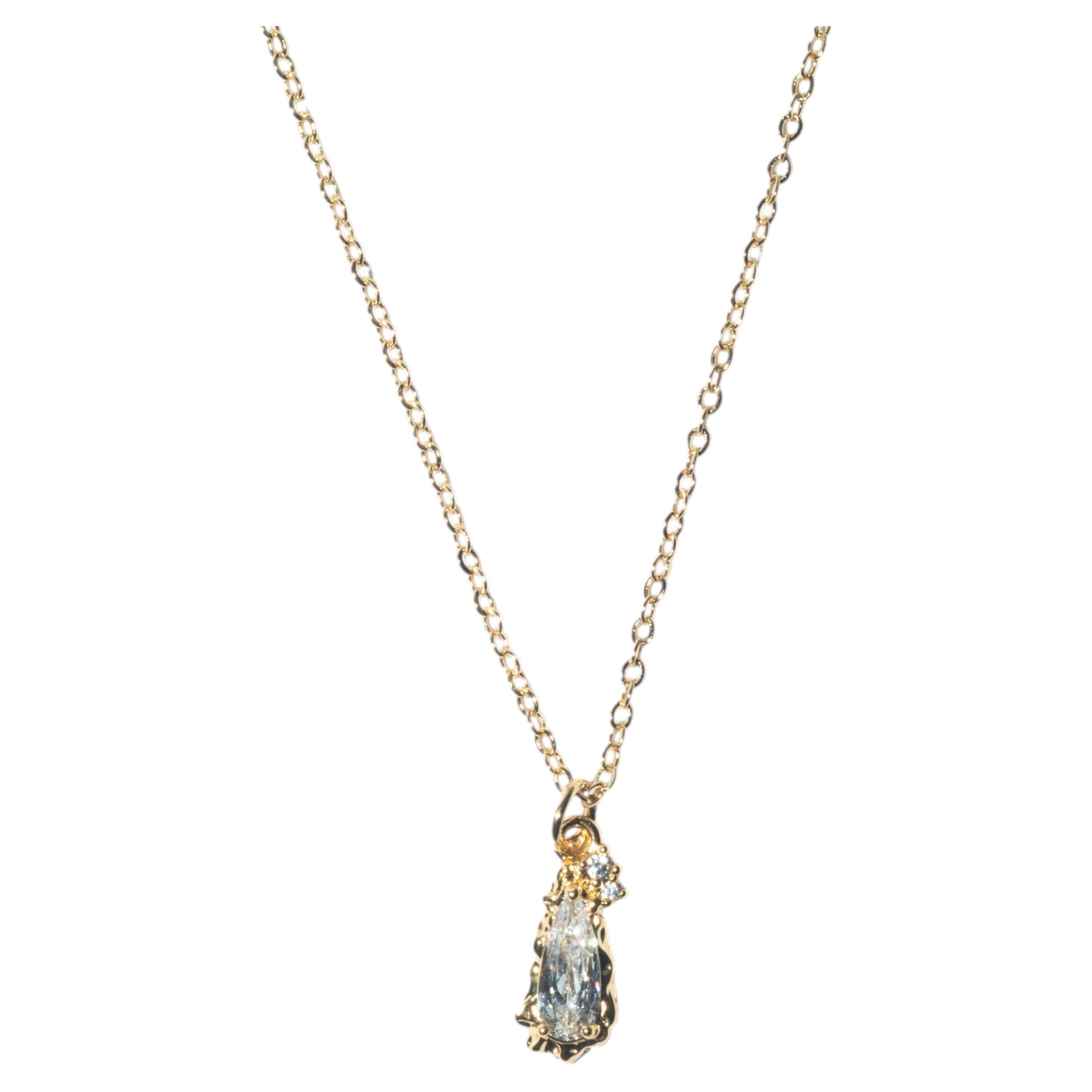 Luma Molten Crystal Drop Pendant Necklace 14K Gold-Filled