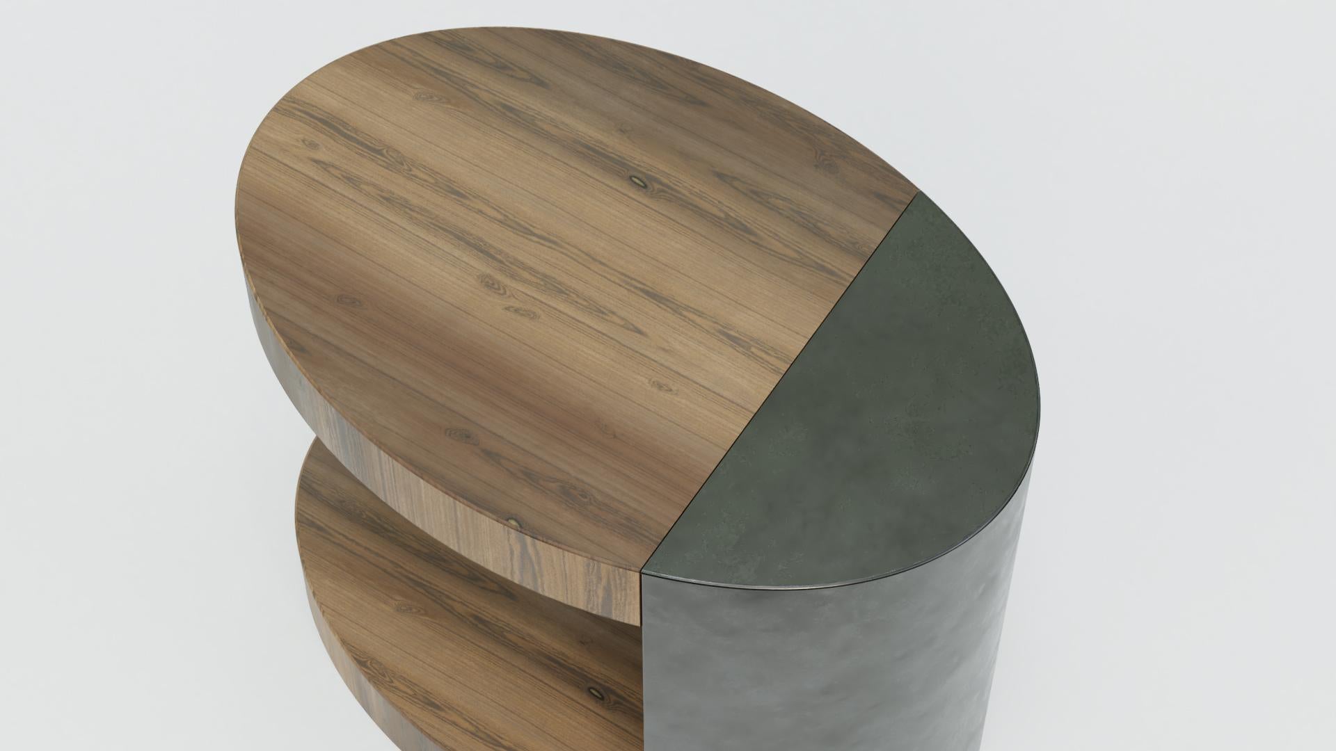 LUMA Silo Occasional Table in Dark Natural Wood and Dark Gray Metal In New Condition For Sale In Seattle, WA