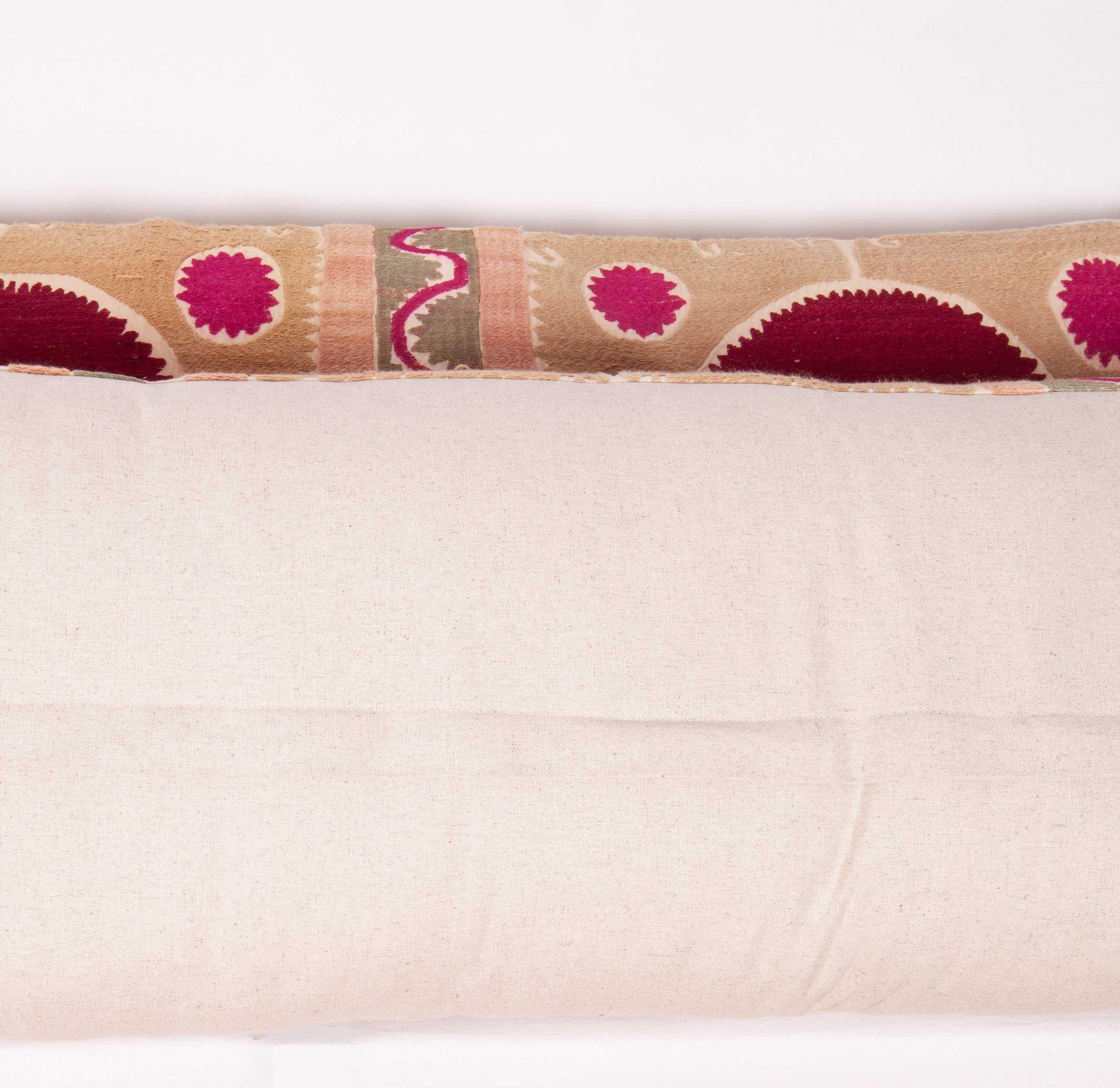 Lumbar / Body Pillow Fashioned from a Vintage Suzani In Good Condition For Sale In Istanbul, TR
