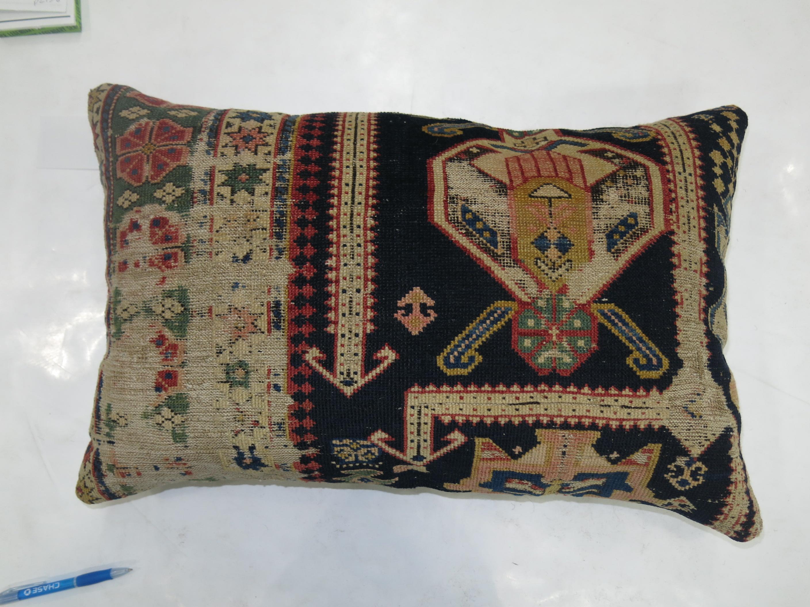 Lumbar Caucasian Rug Pillow In Good Condition In New York, NY