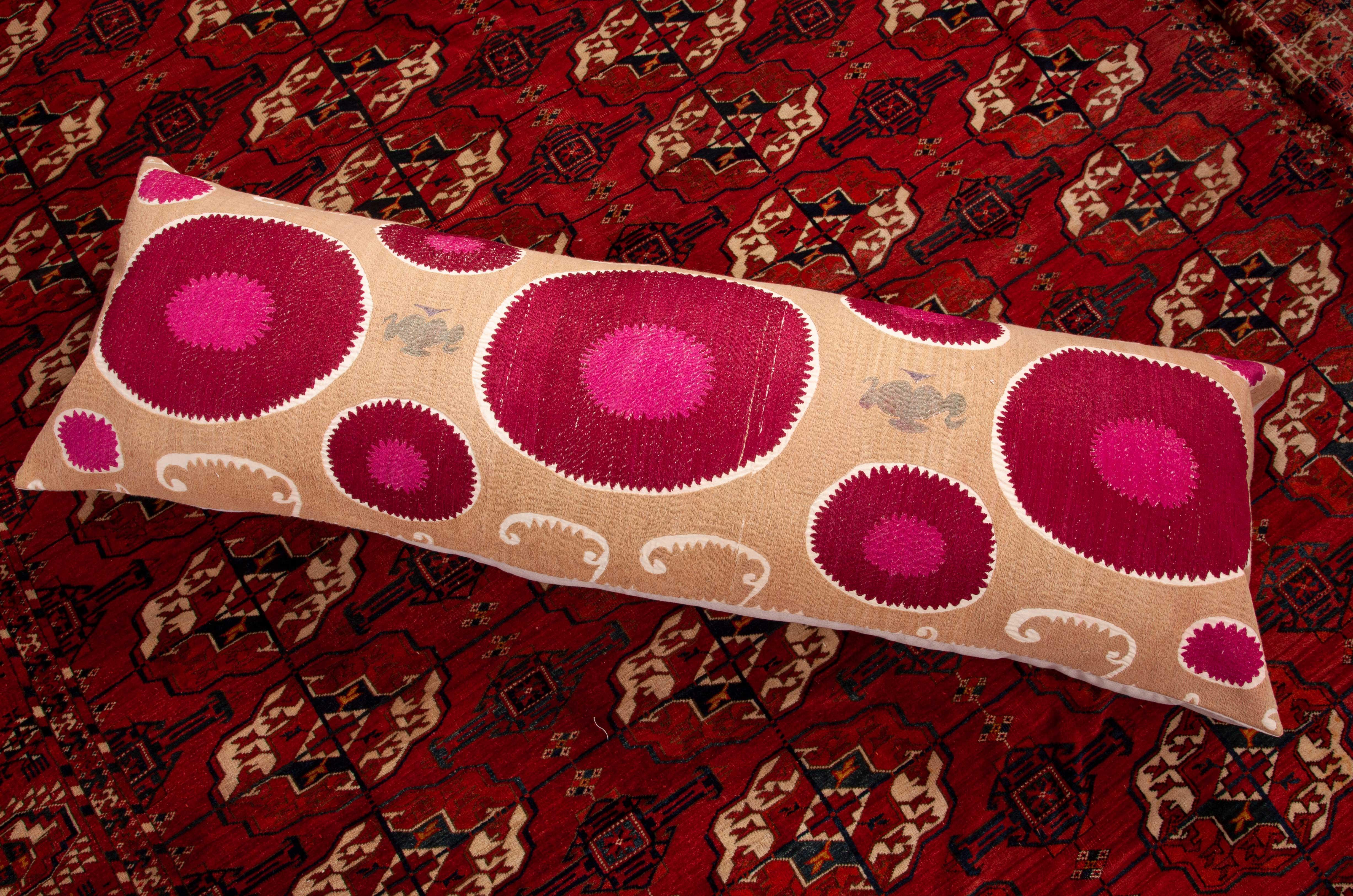 Lumbar Pillow Case Fashioned from a Mid-20th Century Samarkand Suzani 4