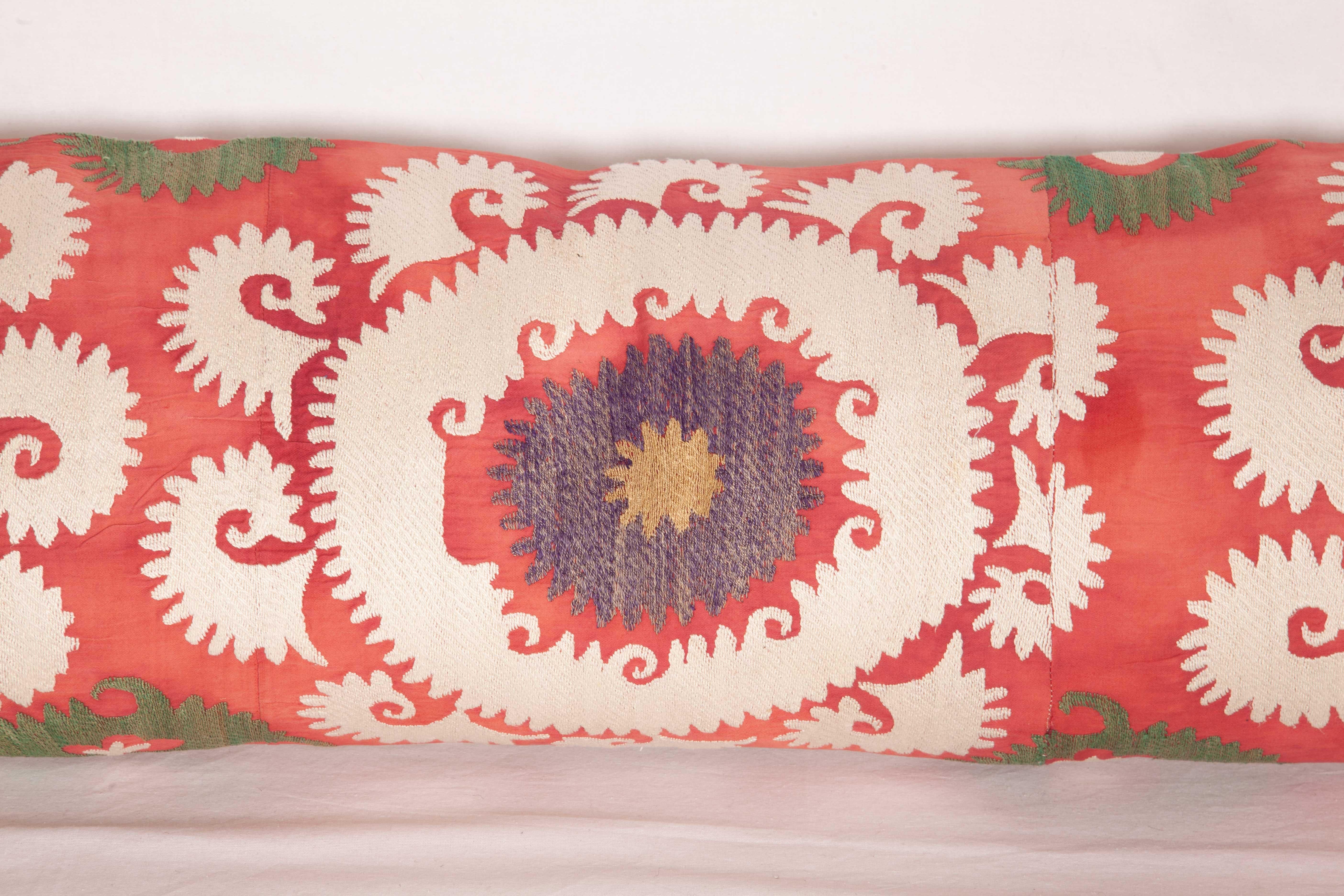 Suzani Lumbar Pillow Case Fashioned from a Mid-20th Century Uzbek suzani