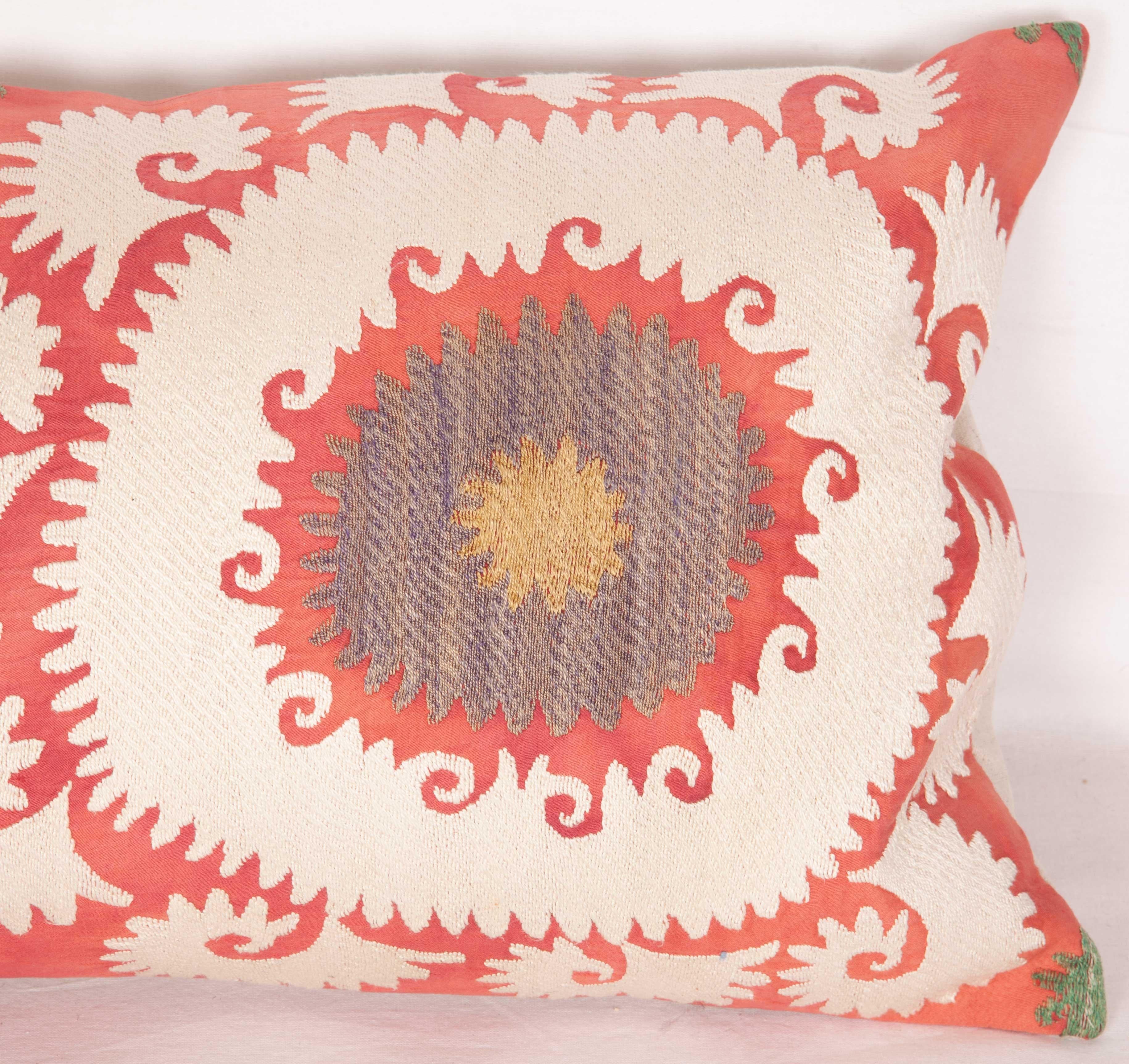 Embroidered Lumbar Pillow Case Fashioned from a Mid-20th Century Uzbek suzani
