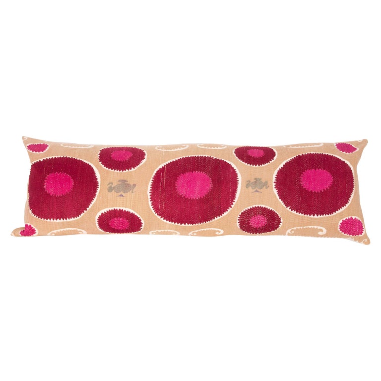 Lumbar Pillow Case Fashioned from a Mid20th Century Samarkand Suzani