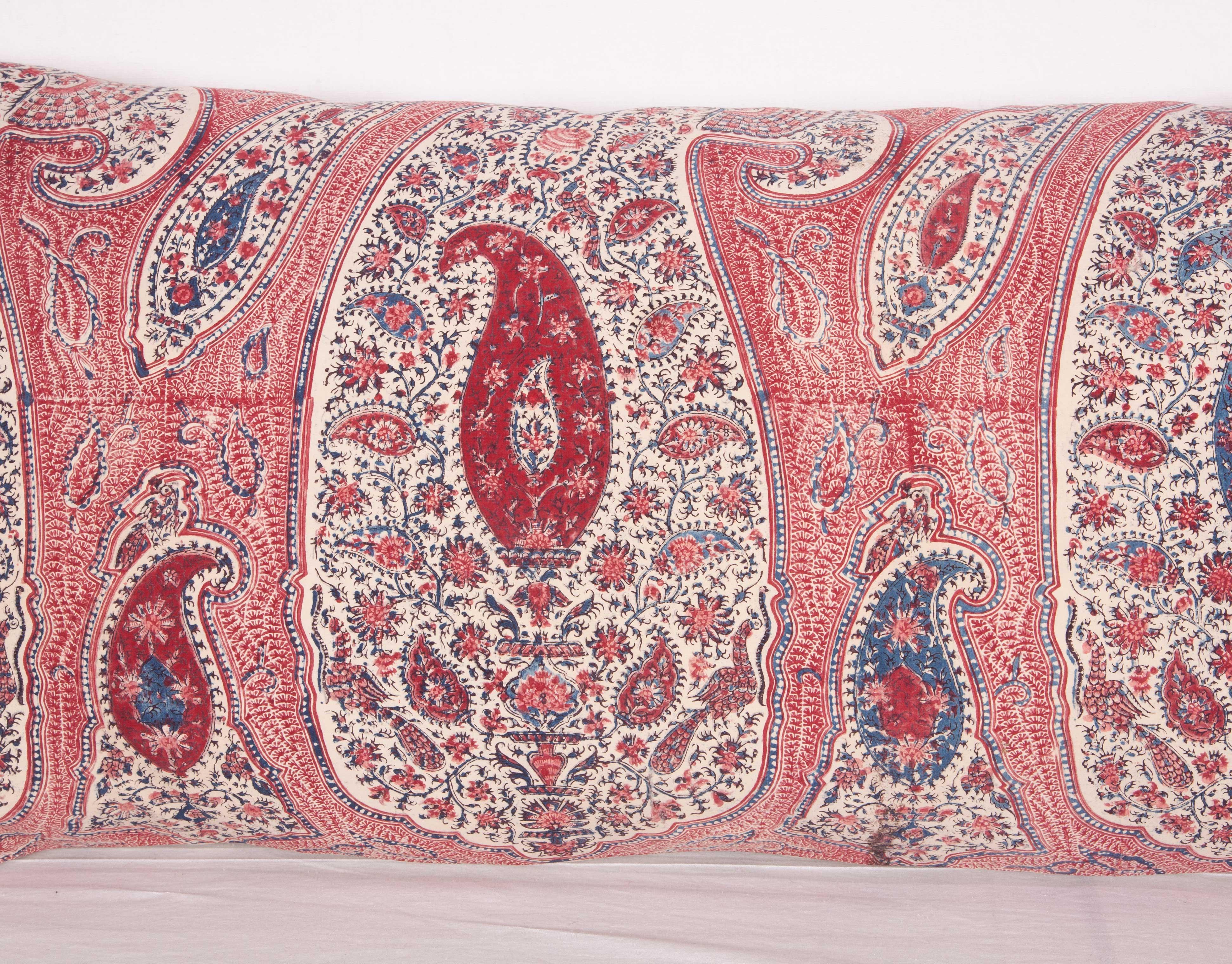 Islamic Lumbar Pillow Case Fashioned from an Antique Indian Qalamkar Panel, 19th Century