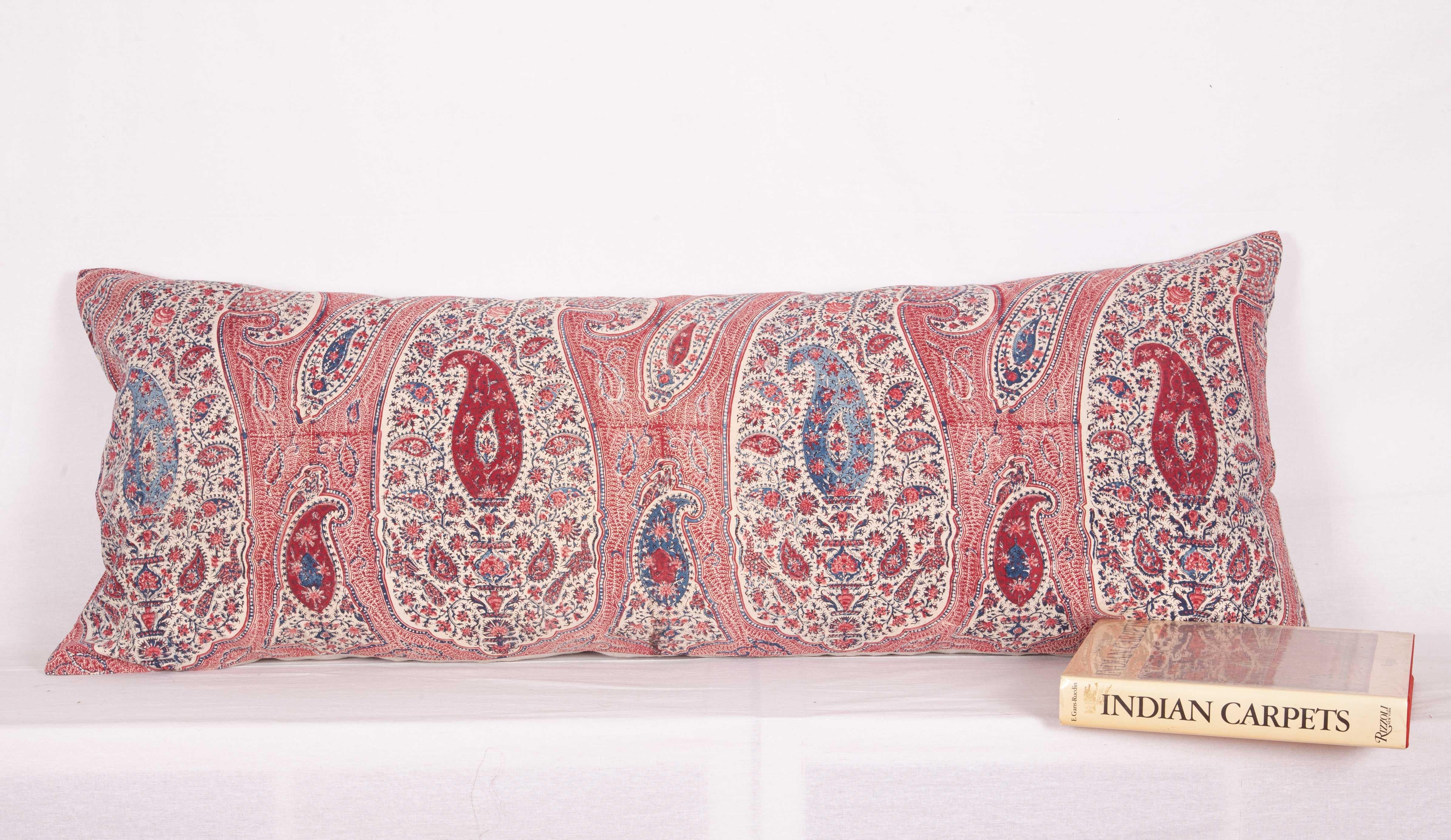 Lumbar Pillow Case Fashioned from an Antique Indian Qalamkar Panel, 19th Century 1