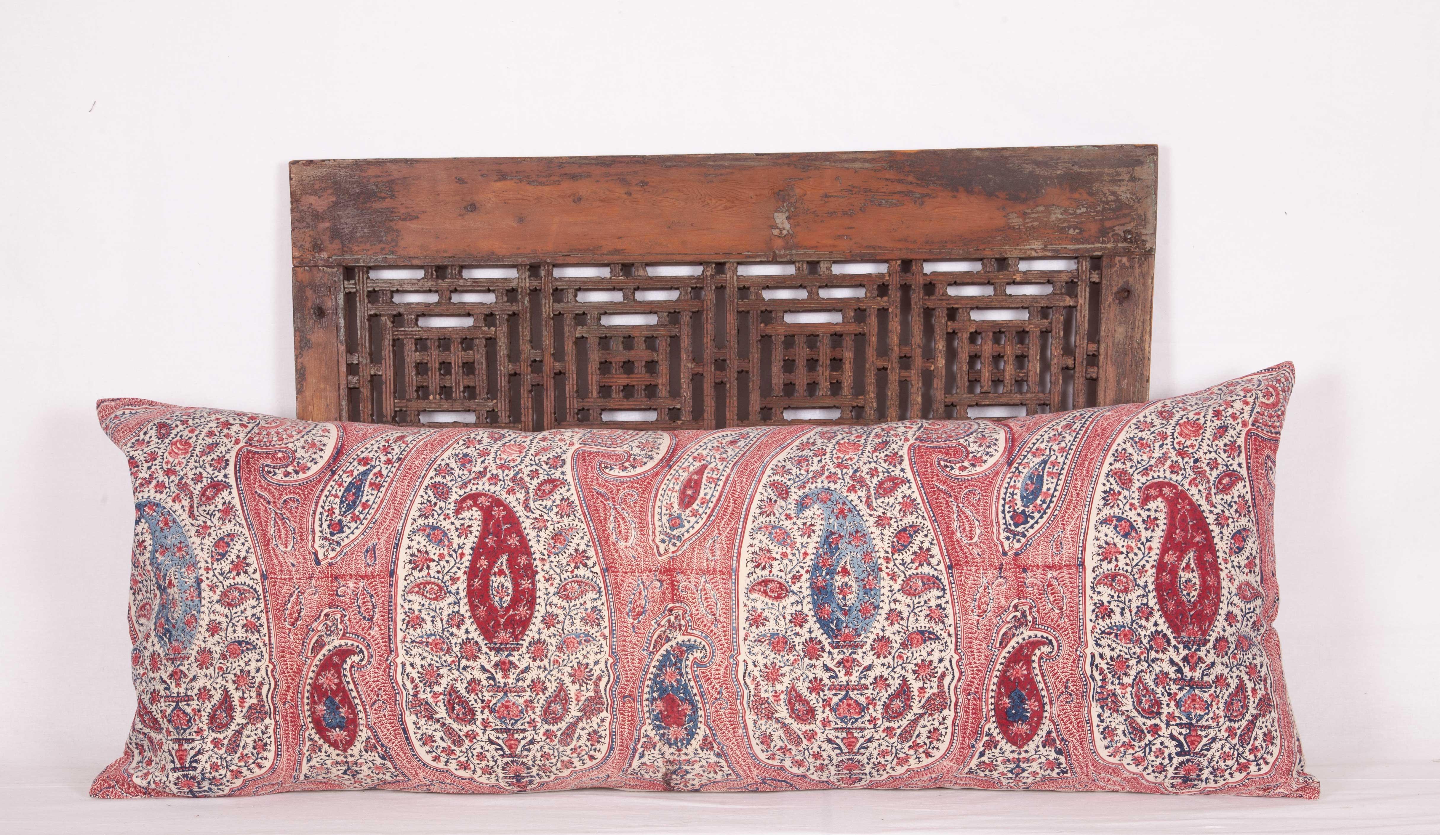 Lumbar Pillow Case Fashioned from an Antique Indian Qalamkar Panel, 19th Century 2