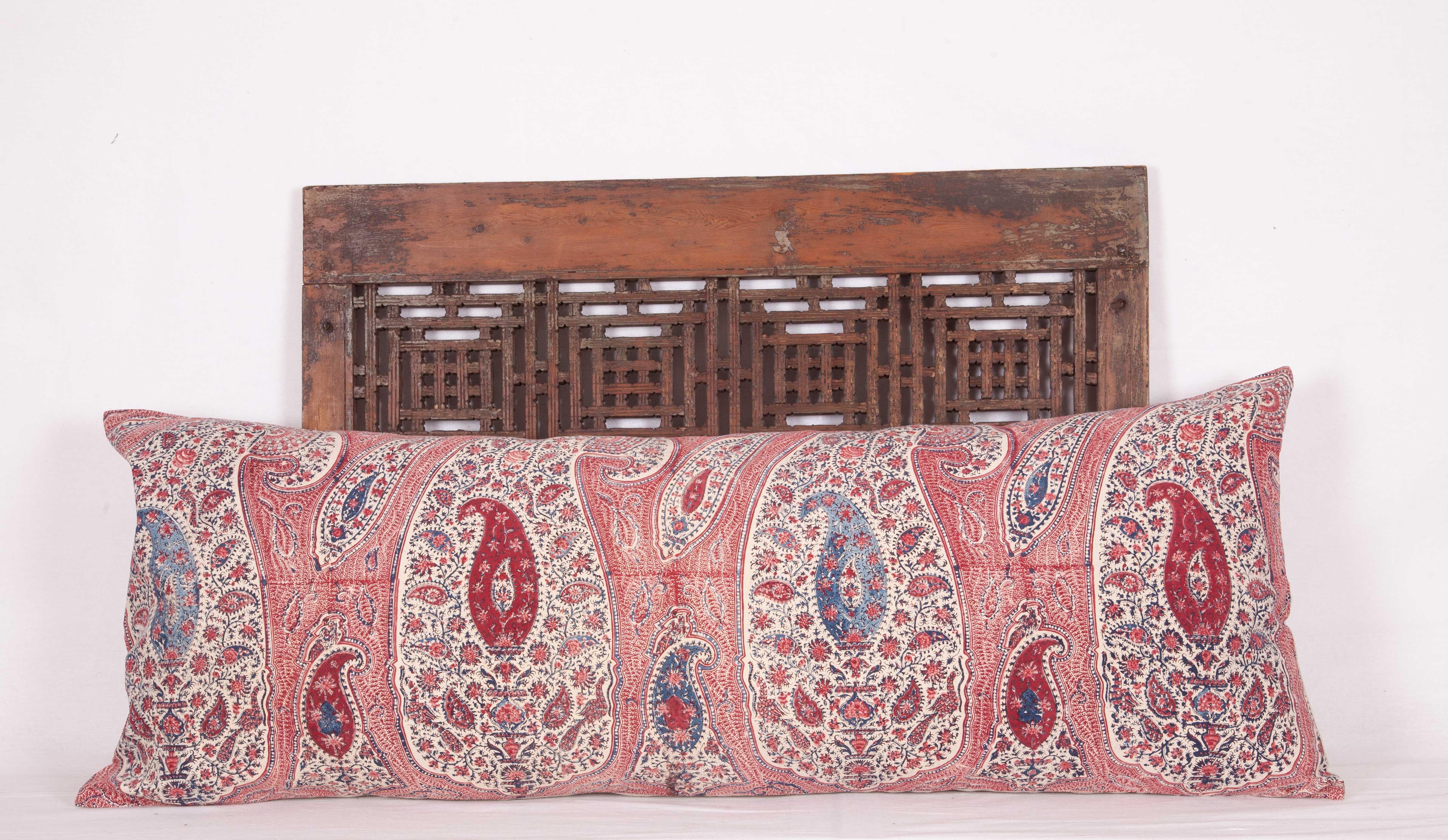 Lumbar Pillow Case Fashioned from an Antique Indian Qalamkar Panel, 19th Century 3