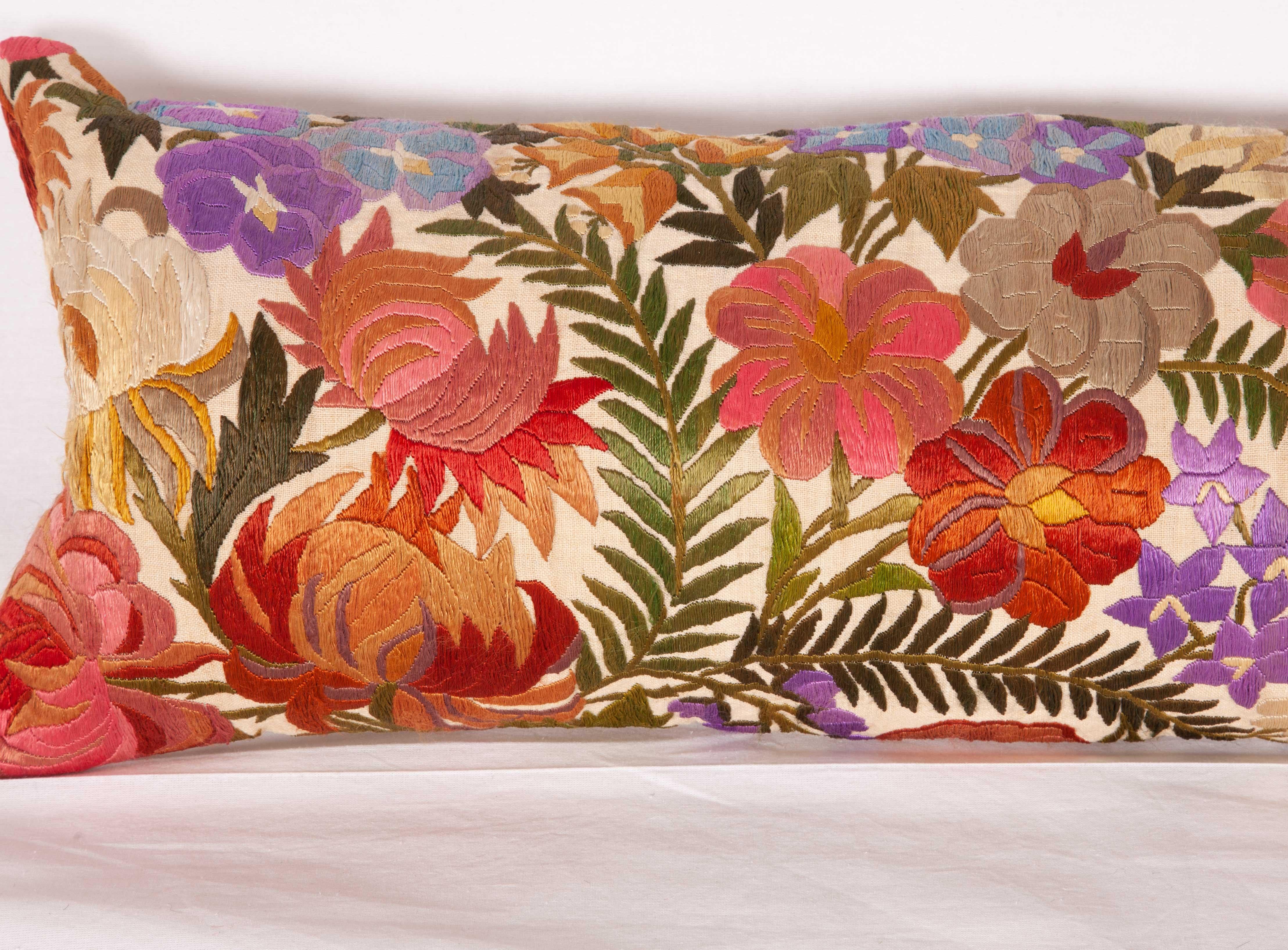 Suzani Lumbar Pillow Case Fashioned from an Early 20th Century Indian Embroidery