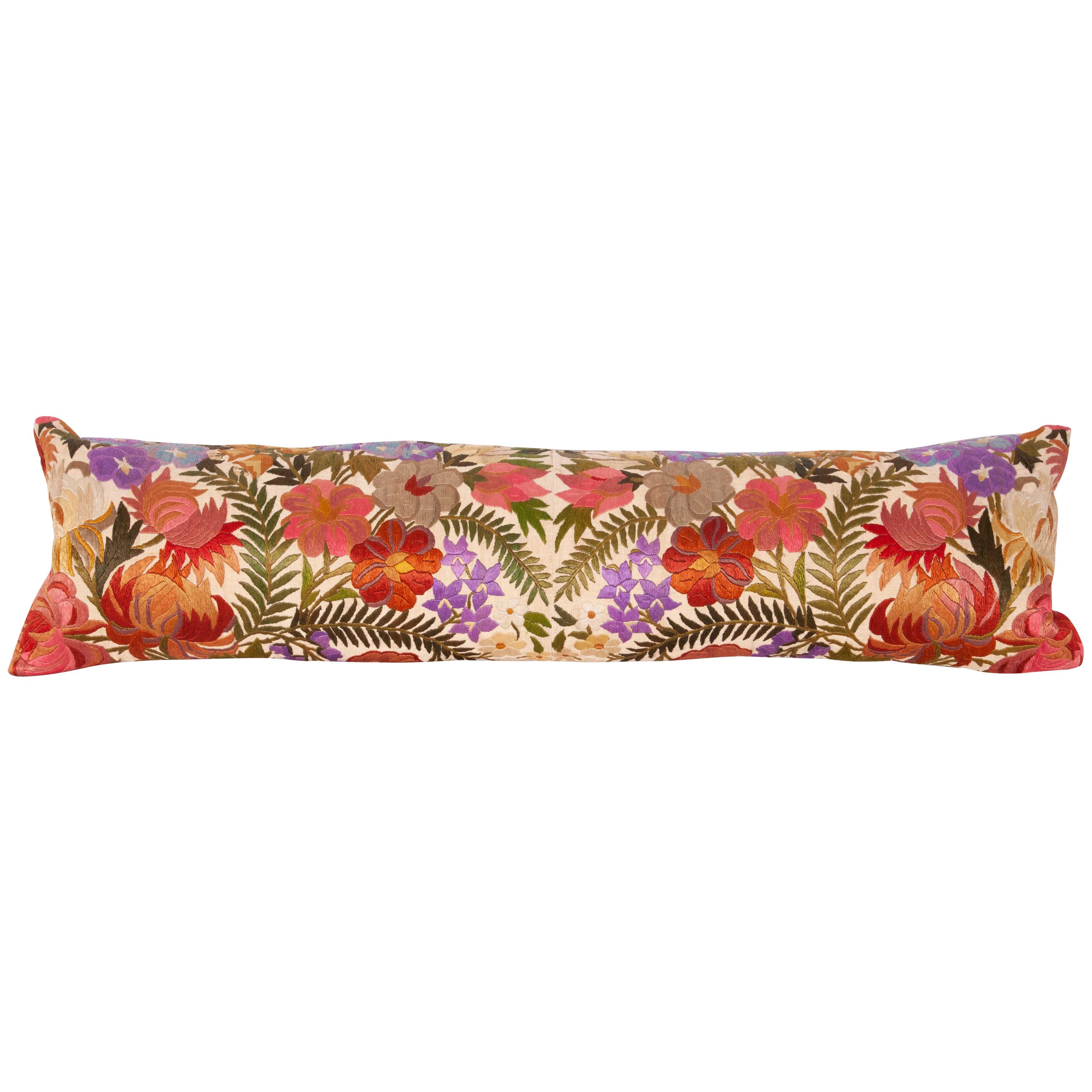 Lumbar Pillow Case Fashioned from an Early 20th Century Indian Embroidery