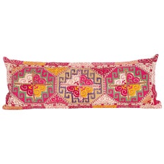 Lumbar Pillow Case Fashioned from an Uzbek Embroidered Mafrash Panel