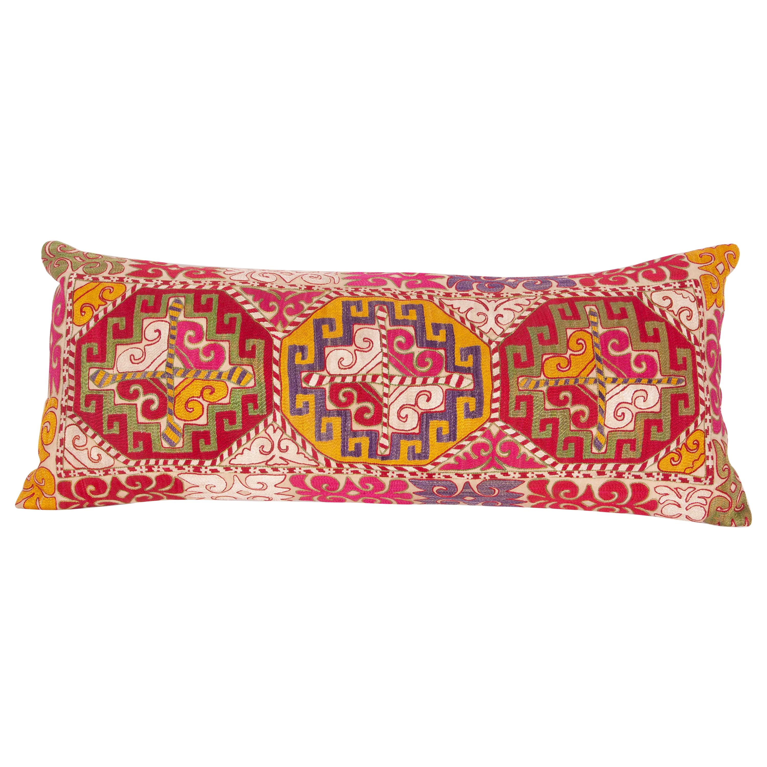 Lumbar Pillow Case Fashioned from an Uzbek Embroidered Mafrash Panel ...