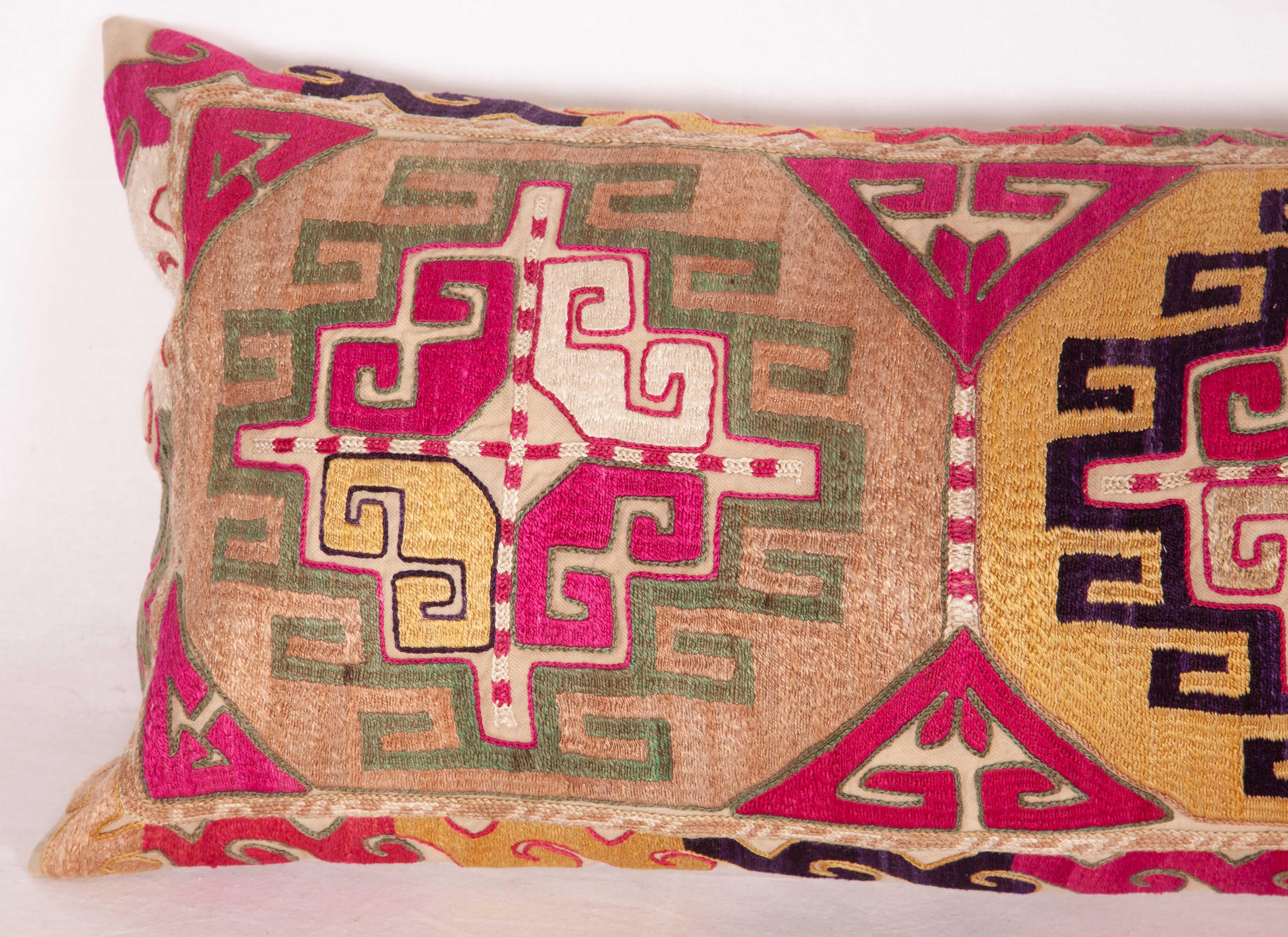 Lumbar Pillow Case Fashioned from an Uzbek Embroidered Mafrash Panel In Good Condition In Istanbul, TR