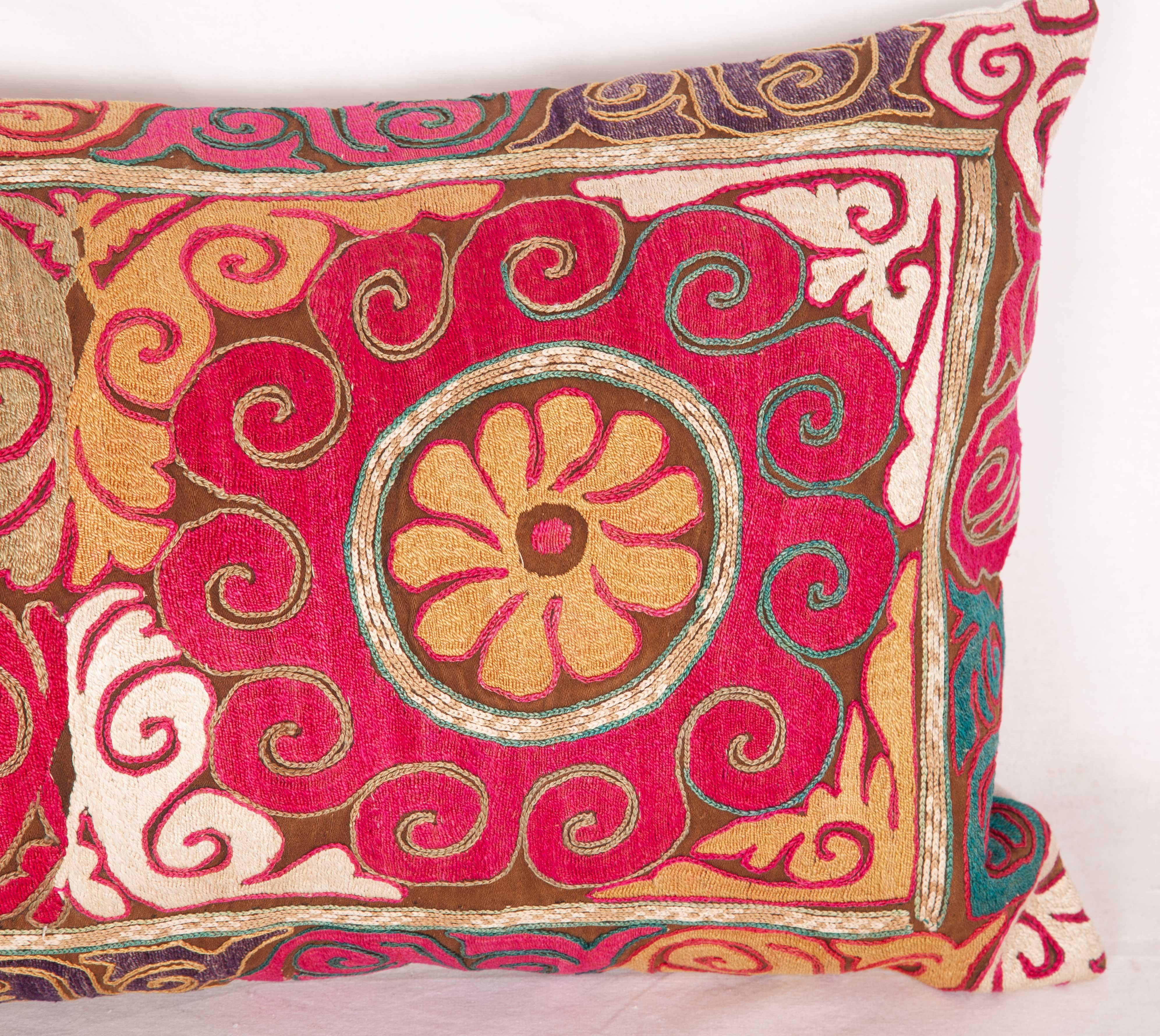 Lumbar Pillow Case Fashioned from an Uzbek Embroidered Mafrash Panel In Good Condition In Istanbul, TR